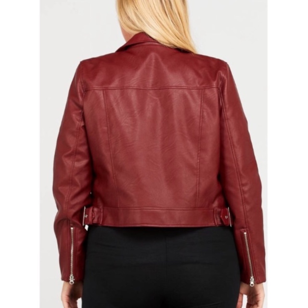 LAST ONE🎉HP❗️Plus Dark Red Zipper Motto Jacket - Picture 6 of 8